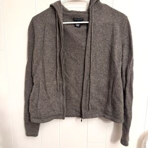 Vintage Y2K Daniel Bishop 100% Cashmere Zip up Hooded Sweater Brown Women Small